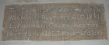 Plaque regarding the restoration of the church February 2012